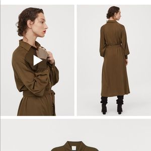 Army green midi dress with belt